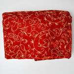 Red Velvet Fabric with Raised Gold Print - 45" x 108"