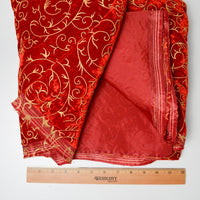 Red Velvet Fabric with Raised Gold Print - 45" x 108"