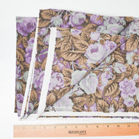 Purple + Brown Floral Print Quilting Weight Woven Fabric - 45" x 70"