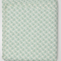 Green + White Woven Print Stain-Resistant Drapery Fabric - 46" x 480"