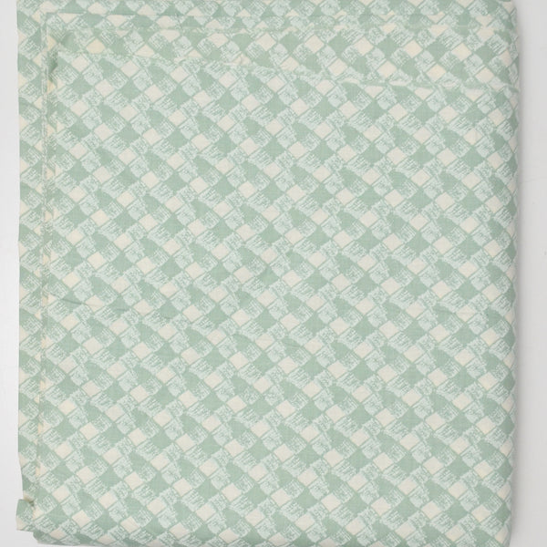 Green + White Woven Print Stain-Resistant Drapery Fabric - 46" x 480"