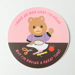 Embroidery Bear Vinyl Sticker