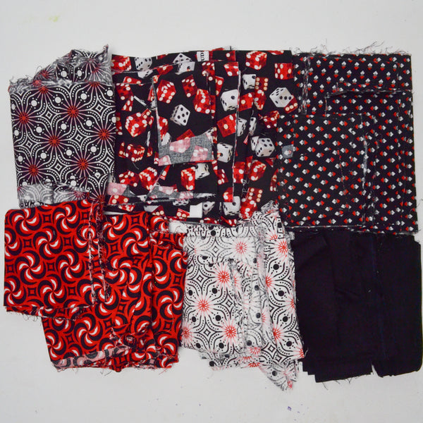 Red + Black Quilting Weight Woven Fabric Bundle