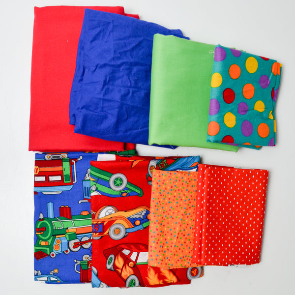 Red, Green +  Blue Quilting Weight Woven + Canvas Fabric Bundle