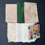 Pink + Green Textured Woven Fabric Bundle