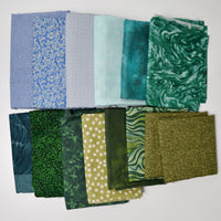 Green + Blue Quilting Weight Woven Fabric Bundle