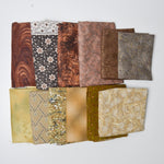 Green + Brown Printed Quilting Weight Woven Fabric Bundle