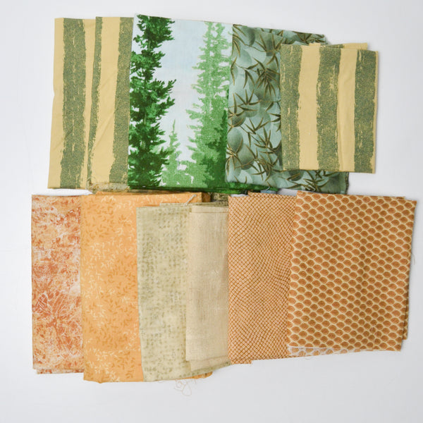 Golden Yellow + Green Quilting Weight Woven Fabric Bundle