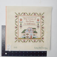 Holly Hill Designs 106 "The Crown of the Home is Godliness" Handpainted Needlepoint Canvas