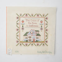 Holly Hill Designs 106 "The Crown of the Home is Godliness" Handpainted Needlepoint Canvas