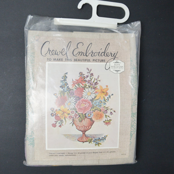 Vintage Elsa Williams Floral Crewel Embroidery Kit