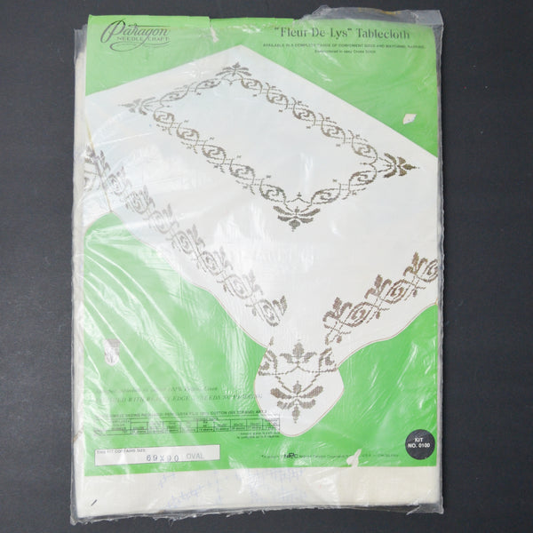 Paragon Fleur-De-Lys Belgian Linen Tablecloth, Stamped for Embroidery - 60" x 90" Oval Tablecloth