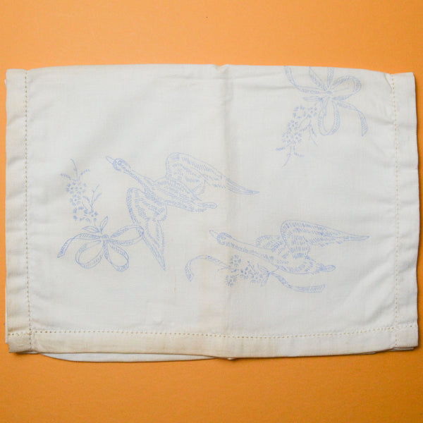 Birds, Florals + Bows Print Table Runner, Stamped to Embroider - 14.5" x 40"