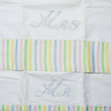 Mr. + Mrs. Cross Stitch Pattern Pillowcases, Stamped to Embroider - Set of 2