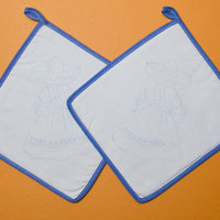 Woman with Sombrero Potholders, Stamped to Embroider - Set of 2