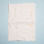 Floral Embroidered Linen with Scalloped Edges