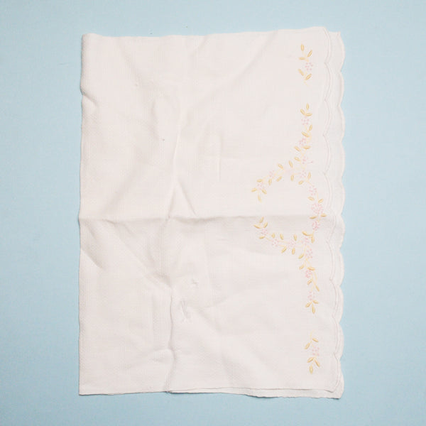 Floral Embroidered Linen with Scalloped Edges