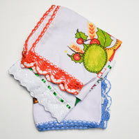 Spanish Large Peace + Christmas Linens with Crochet Lace Edge - Set of 3