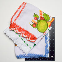 Spanish Large Peace + Christmas Linens with Crochet Lace Edge - Set of 3