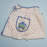 Vintage Blue + White Floral Waist Apron - 19"