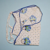 Vintage Blue + White Floral Waist Apron - 19"