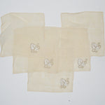 Crewel Embroidered Leaf Linens - Set of 5