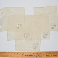 Crewel Embroidered Leaf Linens - Set of 5