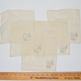 Crewel Embroidered Leaf Linens - Set of 5