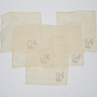 Crewel Embroidered Leaf Linens - Set of 5