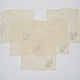 Crewel Embroidered Leaf Linens - Set of 5