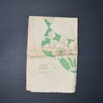 Green + Beige Floral Linen Dresser Scarf, Stamped for Embroidery + Partially Painted