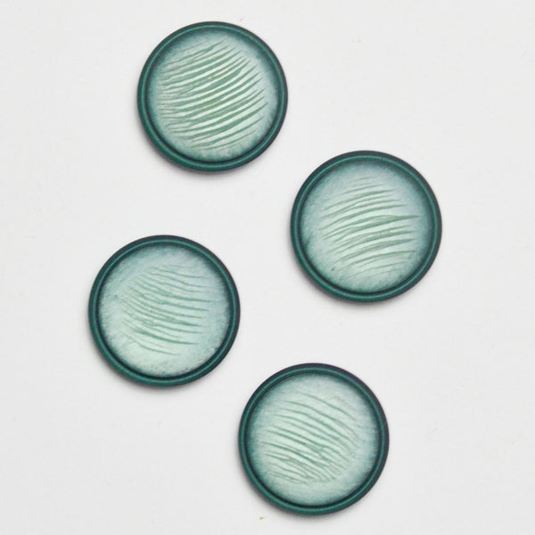 Green Textured Plastic Shank Buttons - Set of 4