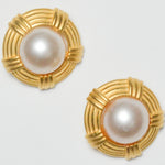 Gold + Faux Pearl Large Shank Buttons - Set of 2