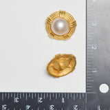 Gold + Faux Pearl Large Shank Buttons - Set of 2