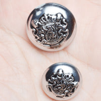 Silver Coat of Arms Domed Shank Buttons - Set of 9