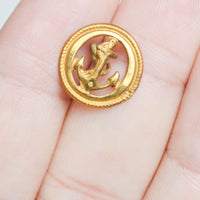 Gold Metal Paris Mode Anchor Buttons on Card - Set of 9