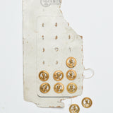 Gold Metal Paris Mode Anchor Buttons on Card - Set of 9