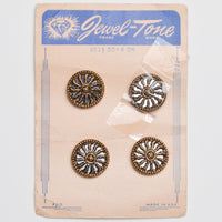 Vintage Jewel-Tone Mirrored Backing Shank Buttons - Set of 4