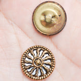 Vintage Jewel-Tone Mirrored Backing Shank Buttons - Set of 4