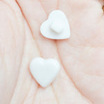 White Heart-Shaped Plastic Self Shank Buttons - Set of 2