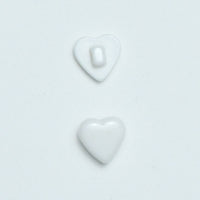 White Heart-Shaped Plastic Self Shank Buttons - Set of 2