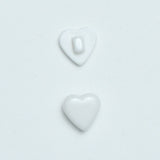 White Heart-Shaped Plastic Self Shank Buttons - Set of 2