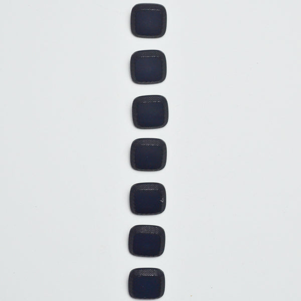 Dark Navy Blue Square Textured Beveled Edge Shank Buttons - Set of 7