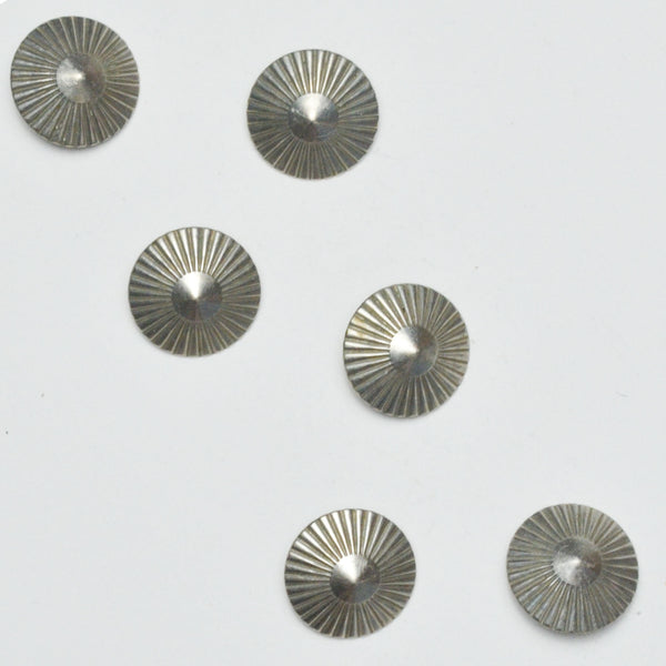 Silver Metal Textured Conical Shank Buttons - Set of 6