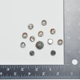 Faceted Gem + Assorted Vintage Setting Metal Shank Buttons - Set of 12