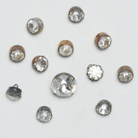 Faceted Gem + Assorted Vintage Setting Metal Shank Buttons - Set of 12