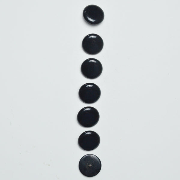 Black Domed Plastic Shank Buttons - Set of 7