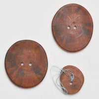 Brown Natural Wooden Buttons - Set of 3