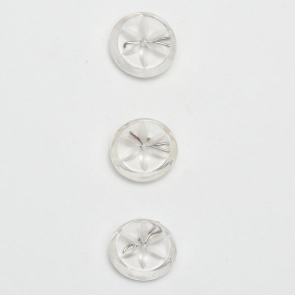 Clear Plastic Carved Back Shank Buttons - Set of 3