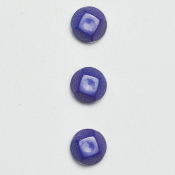 Blue Molded Plastic Shank Buttons - Set of 3